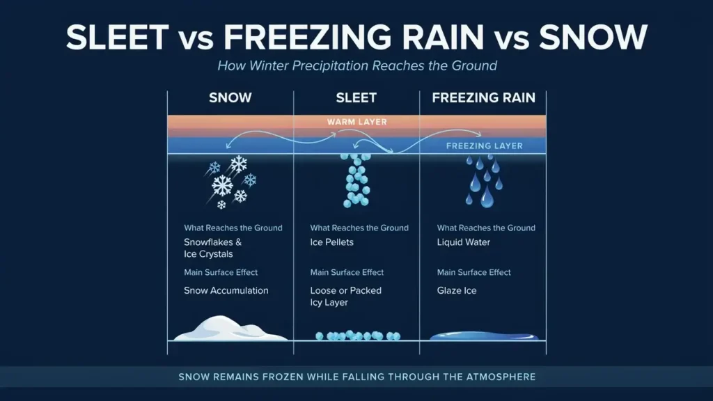 Sleet vs Freezing Rain vs Snow