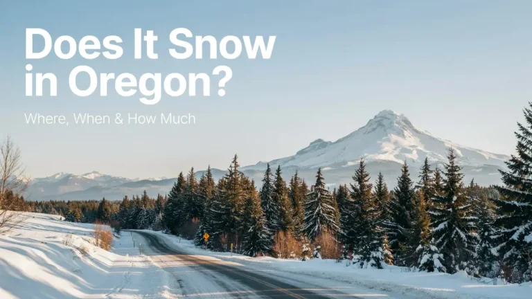 Does It Snow in Oregon? Where, When & How Much 9 Snow-covered Mount Hood and Oregon Cascade landscape illustrating where and when it snows in Oregon
