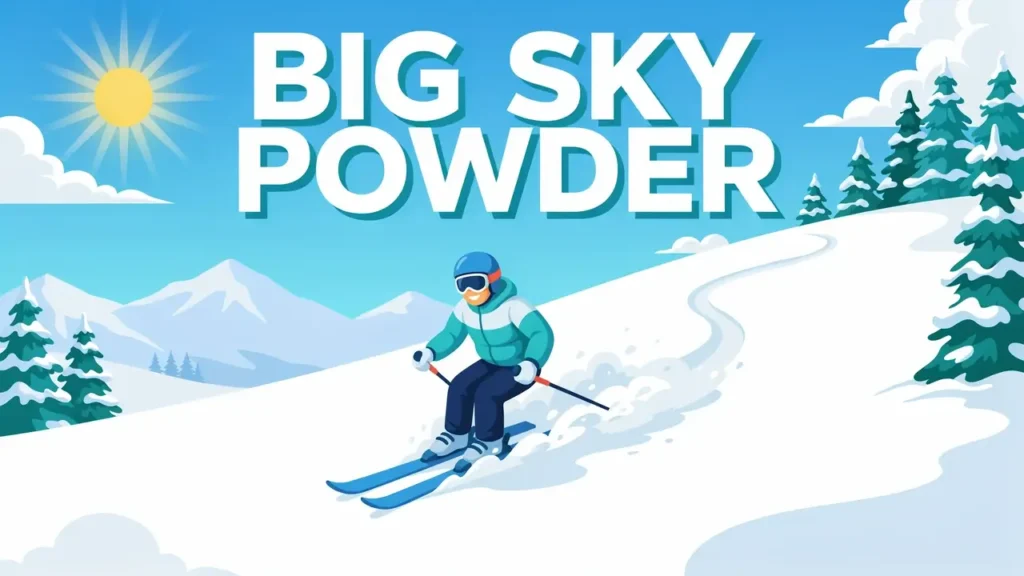 Snow in Montana: When It Falls, How Much & Where (2026) 4 Skier on a powder slope at Big Sky Montana ski resort